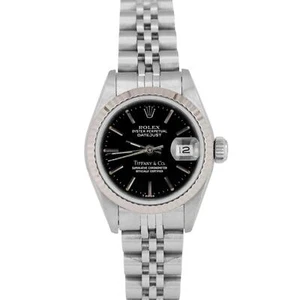 PAPERS TIFFANY & CO Rolex DateJust 26mm Stainless Steel Black 69174 Watch BOX - Picture 1 of 11