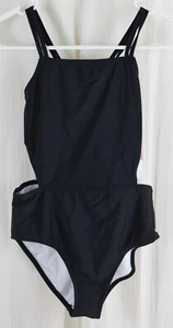 Kanu Surf Girls Beach Girl Sport Cut-Out one Piece Swimsuit Black Size 12 - Picture 1 of 3