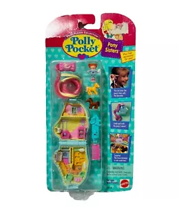 NUOVO Vintage Polly Pocket Pony Sisters Cavallo Compatto Sigillato 1995 Bluebird MOC - Foto 1 di 4