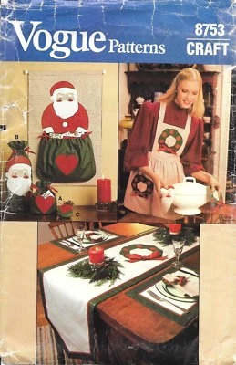 Uncut Vogue Sewing Pattern # 8753 Christmas Craft: Gift Bags Placemat Pot Holder - Image 1 of 2