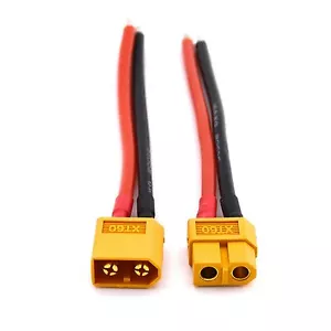 1 Pair XT60 Connector Male and Female W/ Housing 10CM Silicon Wire 14AWG Cable - Picture 1 of 4