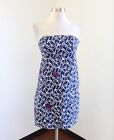 Lilly Pulitzer Clyde Dress Ahoy There Anchor Print Strapless Nautical Sz 2 Blue