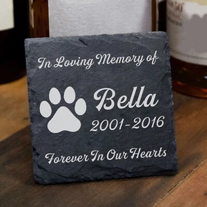 Personalised Slate Pet Memorial Plaque Sign Dog Cat Grave Marker Stone 10*10cm - Picture 1 of 11