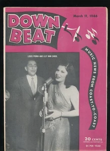 Vintage Jazz Mag-DOWNBEAT- March 11, 1946- Louis Prima /Lily Ann Carol - Imagen 1 de 1