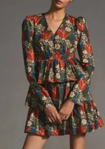 Nuevo con etiquetas Mini Vestido Anthropologie Hope For Flowers Tracy Reese •M• Floral en Niveles $425 - Imagen 1 de 13