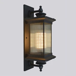 French Country Metal Large Square Lantern Glass Shaped Outdoor Gate Wall Lights - Picture 1 of 36