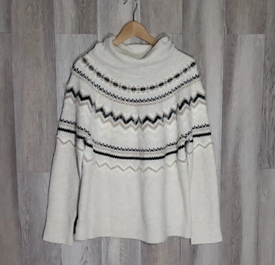 Suéter Loft Para Mujer XL Fair Isle Lana Difusa Cuello Alto Manga Raglán Cálido Acogedor Foto 1 de 4