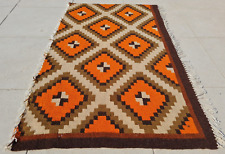Authentic Hand Knotted Vintage  South American Kilim Wool Area Rug 2.9 x 1.8 Ft