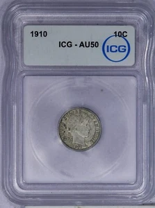 1910 Barber Dime 10C ICG AU50 - Picture 1 of 2