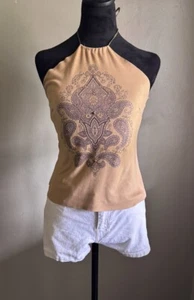 Top Halter Deslumbrado Sexy Años 90 De Colección. Aspecto Occidental.Pequeño/Hecho en EE. UU. - Imagen 1 de 10