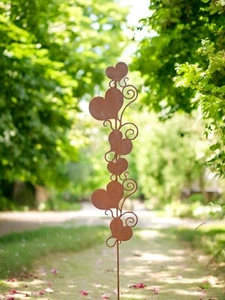 Spina da giardino in acciaio inox cuori romantica decorazione in metallo per giardino terrazzo 110 cm - Foto 1 di 2