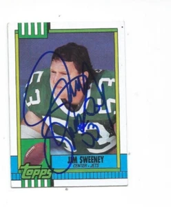 Jim Sweeney hand signed in person Jets 1990 Topps Card #452 - Imagen 1 de 2