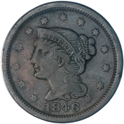 1846 (P) Braided Hair Large Cent Small Date Very Fine VF See Pics A697 Cover