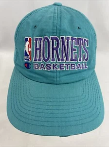Vintage 1990s Charlotte Hornets Champion Snapback Hat Cap Teal Embroidered - Picture 1 of 14