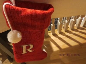 LARGE KNITTED-LINED CHRISTMAS STOCKING--20" LONG--EMBROIDERED "R"--#R5A-4 - Picture 1 of 24