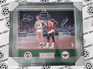 Signed Larry Bird Celtics & Dominique Wilkins Hawks Framed Photo NBA PSA COA - Picture 1 of 6