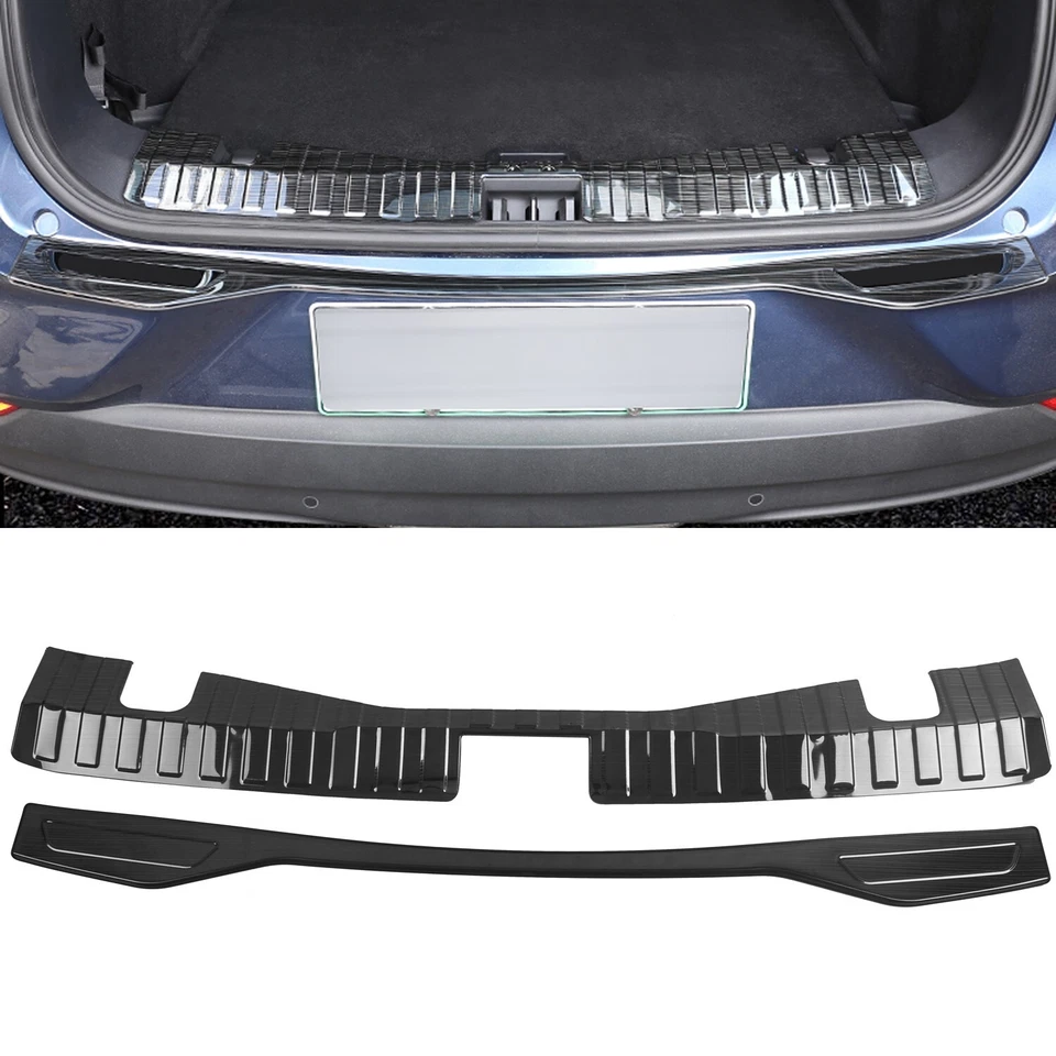 Protector de parachoques trasero interior y exterior negro para Ford Mustang Mach-E 2021-2024 Foto 1 de 4