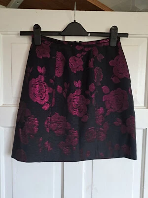 COAST Black Pink Metalic Floral Skirt Size 6 - Image 1 of 4