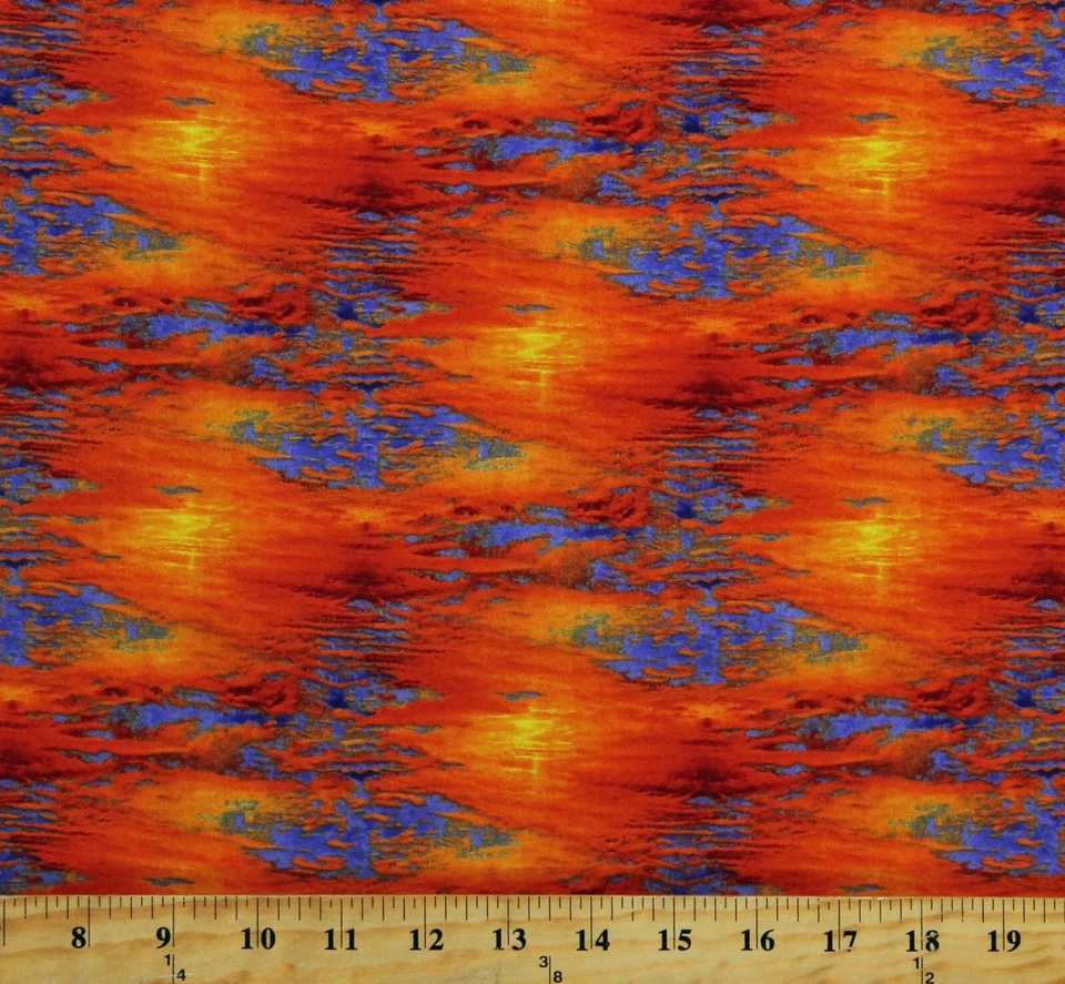 Algodón Puesta de sol Salida del sol Naranja Cielo Tesoros Naturales Tela Estampado por Yarda D671.25 Foto 1 de 1