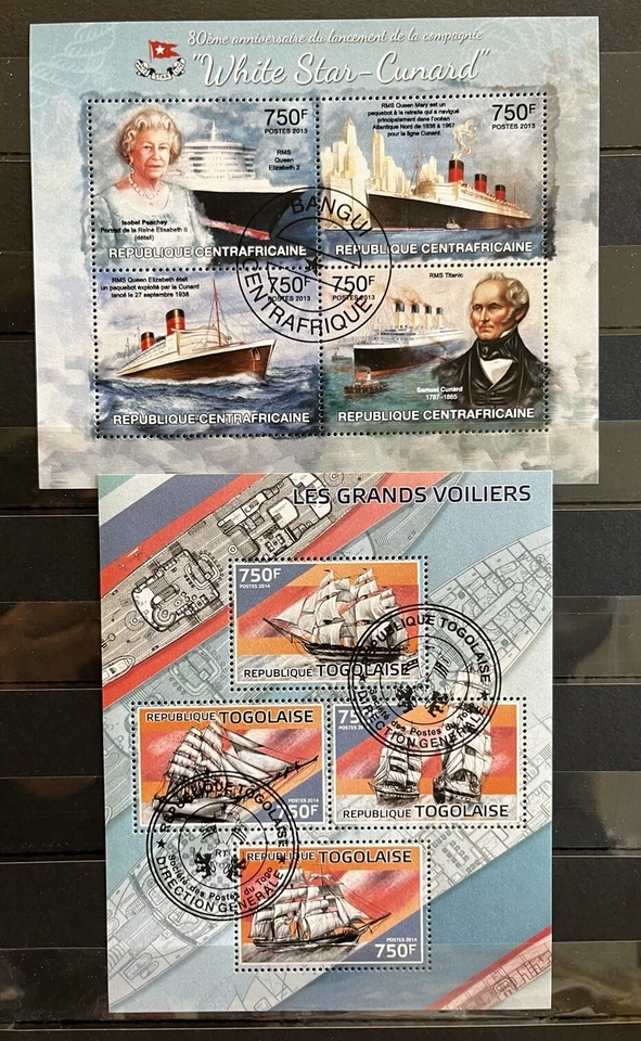 2x Sailing Ships White Star - Cunard / Queen Elizabeth - stamps  CTO - Del.5 - Image 1 of 1