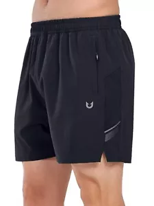 Men's Athletic Running Shorts 5" Quick Dry Lightweight with Zip Pockets Gym W... - Picture 1 of 6
