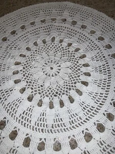 Servilleta blanca redonda tejida a mano vintage de 16" mesa de boda hogar #0729 - Imagen 1 de 12