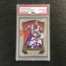 2013-14 Panini Select #100 Wesley Matthews Signed Card AUTO PSA Slabbed Trailbla