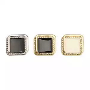 5pcs Square Gold Button with Rhinestones Fashion DIY Craft Decorative Accessory - Picture 1 of 5