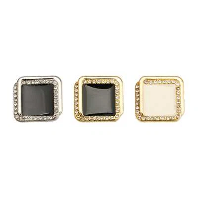 5pcs Square Gold Button with Rhinestones Fashion DIY Craft Decorative Accessory - Image 1 of 2