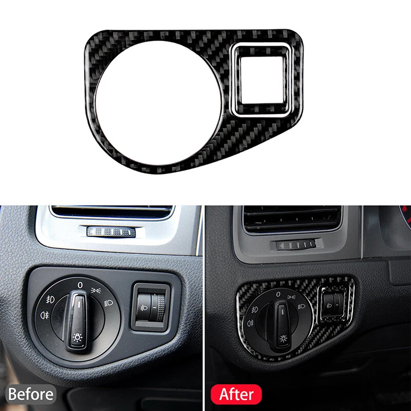 2x For VW Golf7 GTI MK7 2013-2017 Carbon Fiber Interior Headlight Switch Cover — 第 1/4 张图片