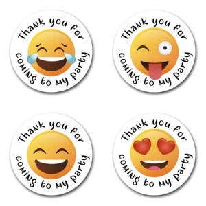 40mm Funky Emoji "Thank You for Coming to My Party" Round Birthday Stickers - Picture 1 of 1