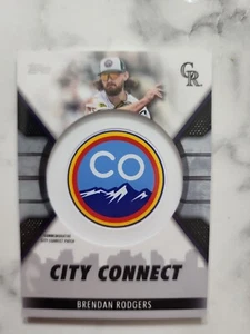 2023 Topps Brendan Rodgers City Connect Cap Patch Black Rockies #CC-BR - Picture 1 of 2