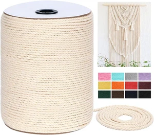 Cuerda de macramé 4 mm X 328 yardas (984 pies), cuerda de macramé de algodón natural - 3 hilos dos - Imagen 1 de 12