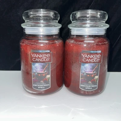 LOT OF 2-NEW-Yankee Candle ENCHANTRESS SPELL Large Jar 22oz RED Housewarmer - Image 1 of 4