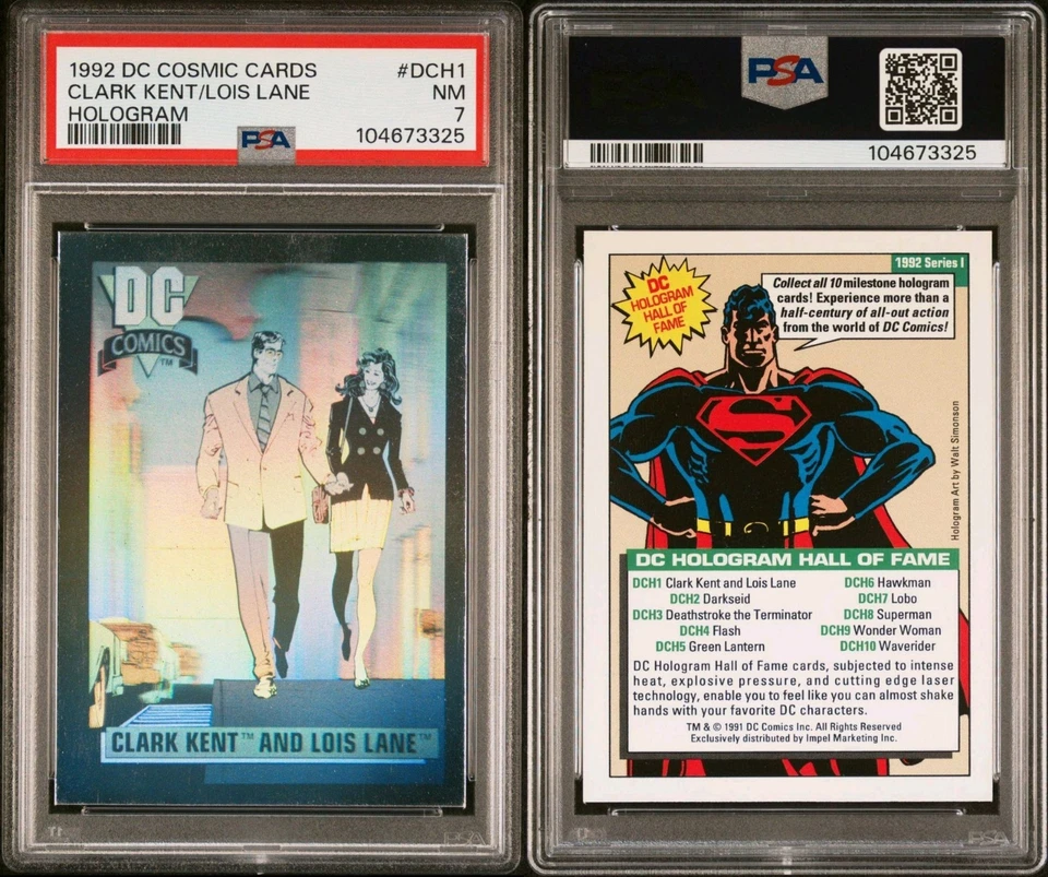 CLARK KENT & LOIS LANE 1992 DC Cosmic Hologram #DCH1 Insert Card Superman 1991 - Image 1 of 1