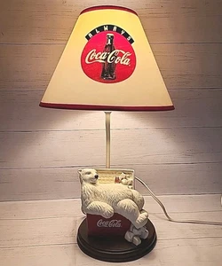 Coca-Cola Polar Bear Sitting in Icechest/Cooler w/Coke Desk Lamp Vintage 1990's - Picture 1 of 24
