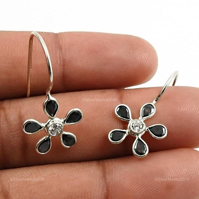 Zircone Cubico Pietra Regalo di Natale Pendente Lunetta Orecchini 925 Argento - Immagine 1 di 4