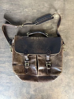 Mulholland Brothers Handmade Heritage Leather Anglers Bag Messenger Satchel USA - Image 1 of 4