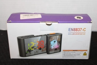(MN) RGB® -EN8837-C White Digital Alarm Clock with Cartoon Night Light - Image 1 of 4