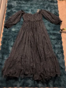 Foxblood Size Large Black Dress Tulle Maxi Off Shoulder Gown - Picture 1 of 8