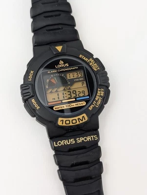 Vtg Lorus Sports Digital Watch 100m WR NEW BATTERY W339-4A08 Classic 90s NOS - Image 1 of 4