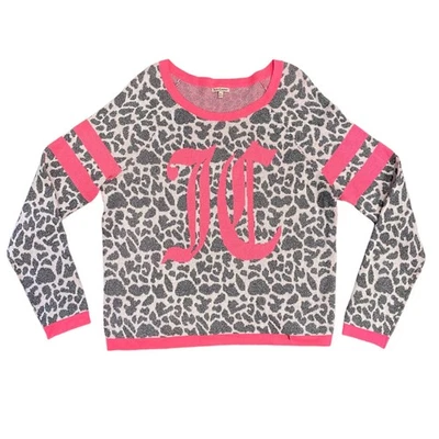 Женский пуловер Juicy Couture XL металлический леопардовый принт свитер розовый логотип y2k - Изображение 1 из 4