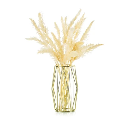 Design Glasvase mit Gold Metallständer | Geometric Flower Vase | Deko Terrarium - Bild 1 von 4