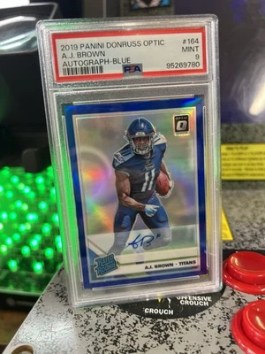 2019 Donruss Optic AJ Brown Rated Rookie Auto Blue RC /25 Eagles PSA 9 MINT - Image 1 of 4