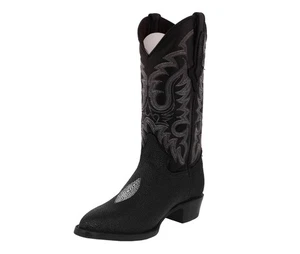 Hombres Western Wear Botas de Vaquero Negro Raya Diamante Estampado Cuero Punta J Botas - Imagen 1 de 6
