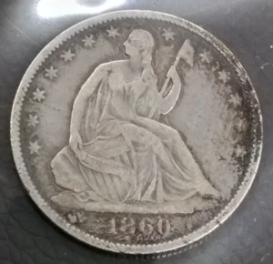 1860 O Seated Liberty Half Dollar w/ Album Toning - Picture 1 of 4