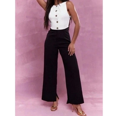 Mono mameluco Missguided ColorBlock negro blanco PEQUEÑO para mujer nuevo con etiquetas Foto 1 de 4