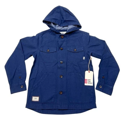 Vans Off The Wall Classic Jacket Hoodie Kids Youth Medium Blue Button Up Pockets - Image 1 of 4