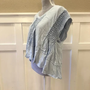 Top swing Anthropologie smocked taglia:S maglia bambino blu manica ad aletta donna - Foto 1 di 13
