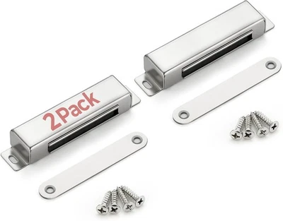 Imanes para puertas de gabinete, captura magnética fuerte de 90 libras, resistente, paquete de 2, plateados Foto 1 de 4